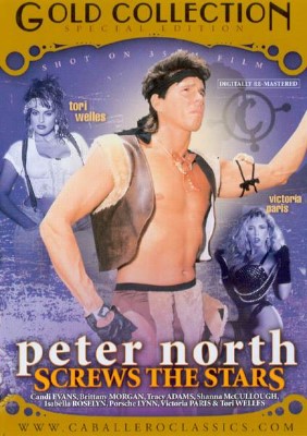 Retro adult film cover art for Peter North Screws the Stars from 1993, featuring vintage 90s porn